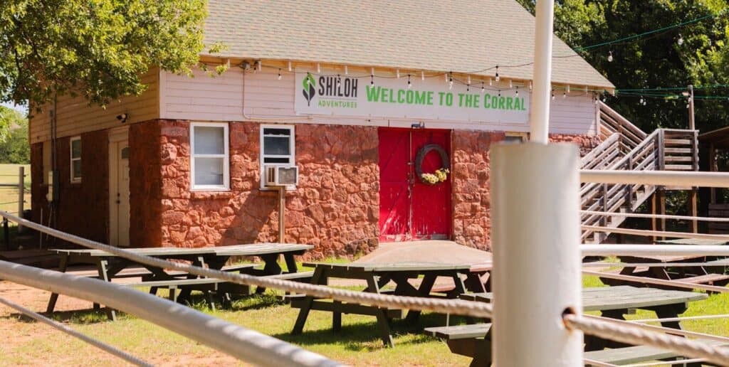 Shiloh Adventures is an event venue with many outdoor activity options such as kayaking, fishing, grilling, and gaga-ball.